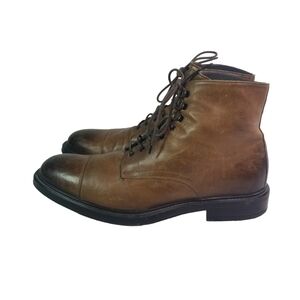To Boot New York Burkett brown burnished leather lace up boots
